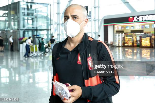 Head coach Fabio Cannavaro of Guangzhou Evergrande F.C. Arrives at Baiyun International Airport on July 20, 2020 in Guangzhou, Guangdong Province of...