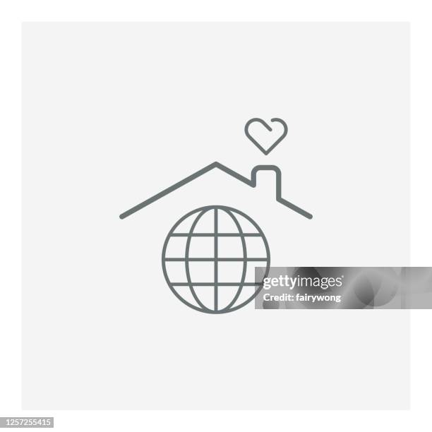 stay home concept,home love heart icon - asian stay home stock illustrations