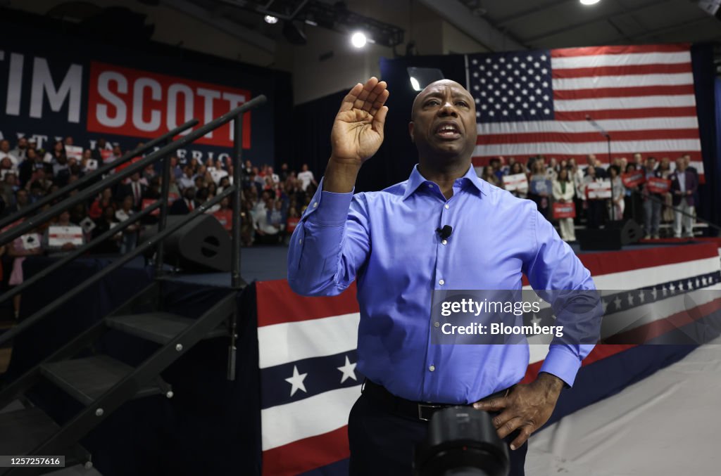 Rep. Tim Scott Senator Tim Scott, a Republican from South Carolina, greets attendees ...