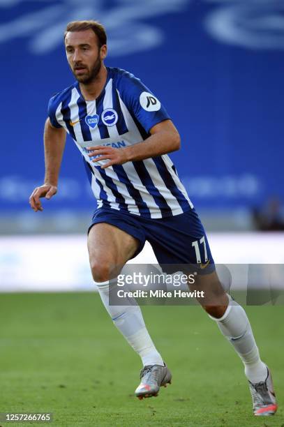Glenn Murray of Brighton and Hove Albion runs off the ball during the Premier League match between Brighton & Hove Albion and Newcastle United at...