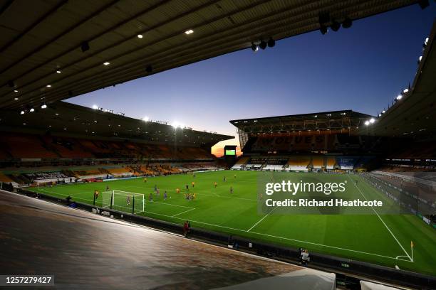 General view inside the stadium as Jonny Otto of Wolverhampton Wanderers scores his team's second goal during the Premier League match between...