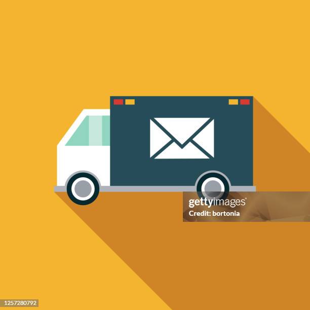 mail truck postal service icon - service postal stock-grafiken, -clipart, -cartoons und -symbole