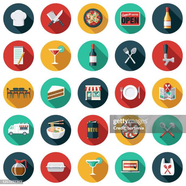 bildbanksillustrationer, clip art samt tecknat material och ikoner med ikonuppsättning för restaurang - meny