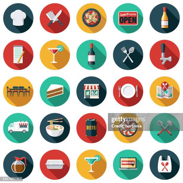 restaurant icon set - note pad on table stock illustrations