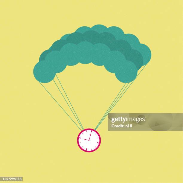 vector drawing of a parachute,airdrop clock. - skydiving plane stock illustrations