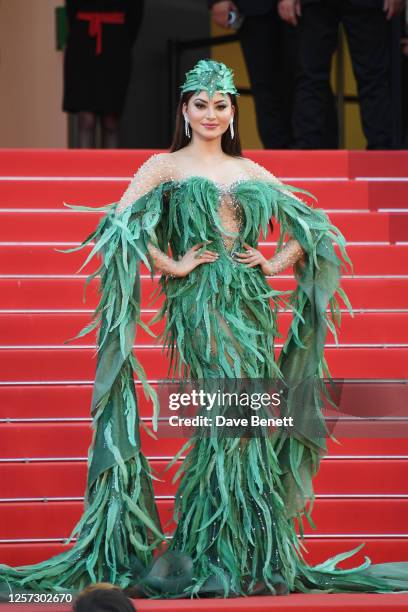 Urvashi Rautela attends the "Club Zero" red carpet during the 76th Annual Cannes Film Festival at Palais des Festivals on May 22, 2023 in Cannes,...