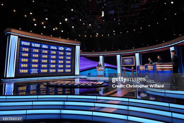 Semifinal 1 & 2" - The first "Jeopardy! Masters" semifinal rounds commence with James Holzhauer, Matt Amodio, Mattea Roach and Andrew He competing...