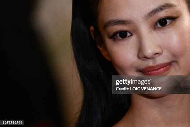 South Korean singer and actress Jennie Kim arrives for the screening of the film "The Idol" during the 76th edition of the Cannes Film Festival in...