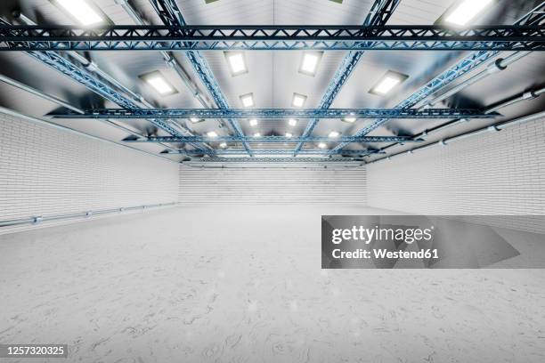 three dimensional render of empty warehouse - empty warehouse stock illustrations