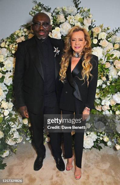 Editor-In-Chief of British Vogue Edward Enninful and Chopard Co-President Caroline Scheufele attend a party hosted by British Vogue and Chopard to...