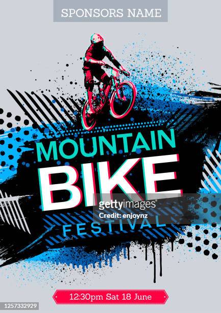 mountain bike poster - sports stock illustrations