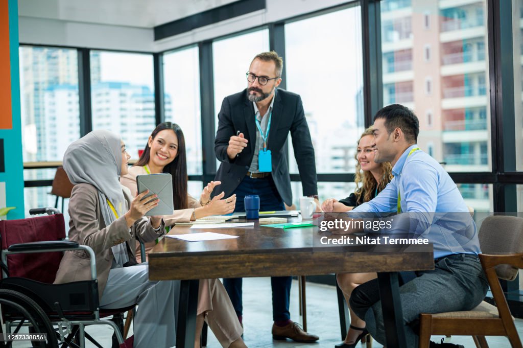 Multi-ethnic Business people colleague working in the office. Diversity Business Teamwork.