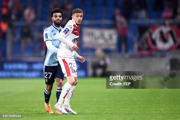 Salim BEN SEGHIR - 27 Christopher OPERI during the Ligue 2 BKT match between Le Havre and Valenciennes at Stade Oceane on May 22, 2023 in Paris,...