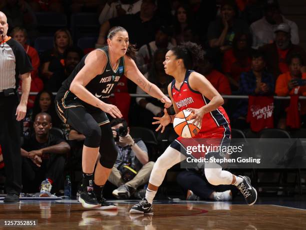 Kristi Toliver of the Washington Mystics goes to the basket during the game on May 19, 2023 at Entertainment & Sports Arena in Washington, D.C.. NOTE...