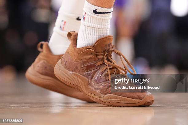 The sneakers worn by Jamal Murray of the Denver Nuggets before Game Four of the Western Conference Finals against the Los Angeles Lakers on May 22,...