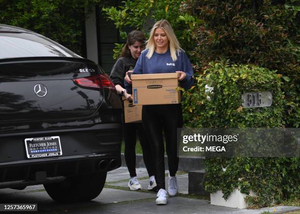 Ariana Madix is seen carrying boxes on May 22, 2023 in Los Angeles, California.