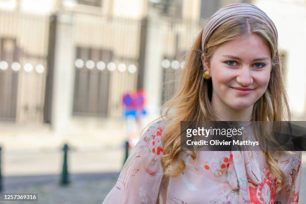 Princess Elisabeth of Belgium attends the Te Deum which takes place on the occasion of the National Day in the Cathedral of Saints Michel-et-Gudule...