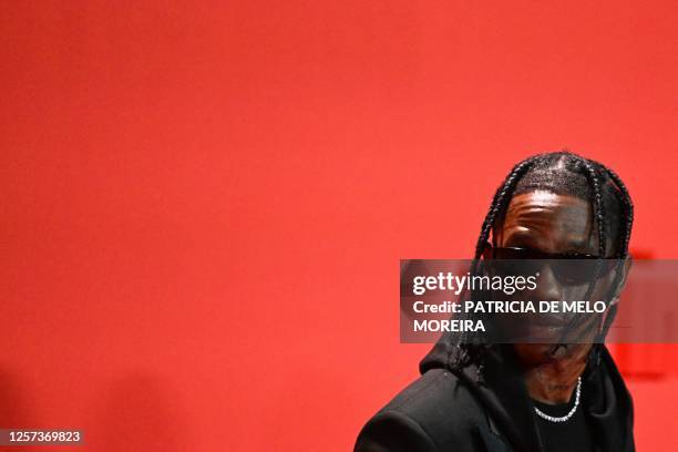 Rapper Travis Scott poses during a photocall for the tv series "The Idol" on the sidelines of the 76th edition of the Cannes Film Festival in Cannes,...