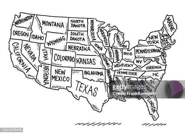 usa states map drawing - usa stock illustrations