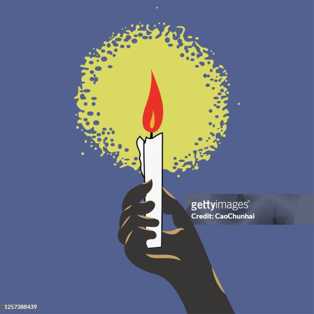 hand holding candle - candle stock illustrations