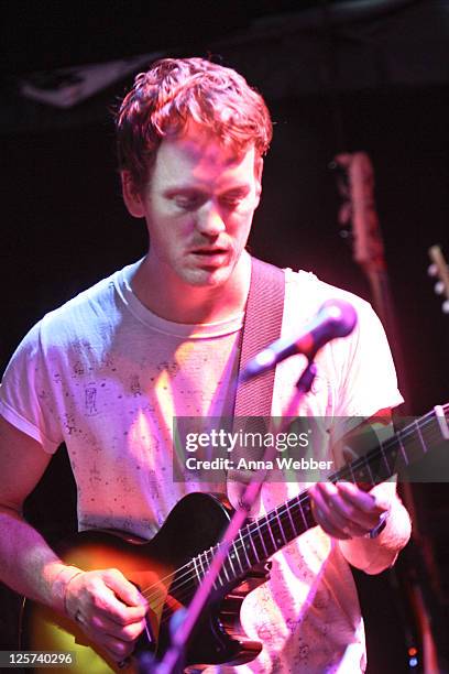 Guitarist Robbie Guertin performs at Clap Your Hands Say Yeah Album release at The Bowery Ballroom on September 20, 2011 in New York City.