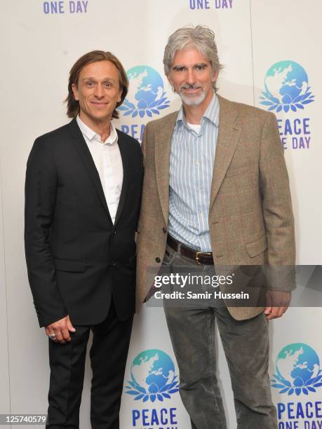 Founder of Peace Day Jeremy Gilley and Damon Hill attend The Peace One Day Celebration 2011 on September 21, 2011 in London, United Kingdom.