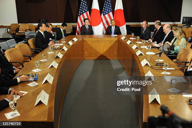 President Barack Obama meets with Japanese Prime Minister Yoshihiko Noda during the 66th General Assembly Session at the United Nations on September...