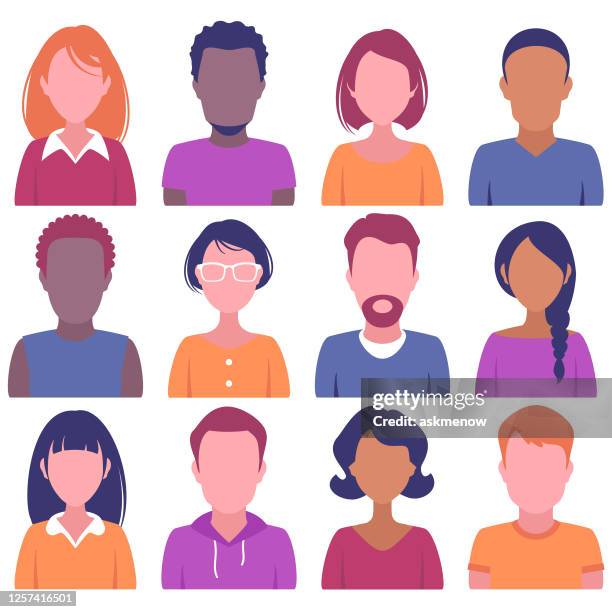 illustrations, cliparts, dessins animés et icônes de visages de diverses personnes - personne secondaire