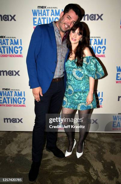 Jonathan Scott and Zoey Deschanel attends the Max Original 'What Am I Eating?' With Zooey Deschanel Premiere Dinner at Casita Hollywood on May 22,...