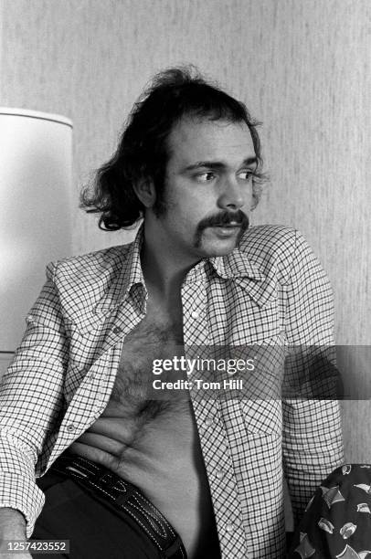 Drummer Danny Seraphine of the band Chicago is interviewed at The Atlanta Internationale Hotel on March 13, 1974 in Atlanta, Georgia.