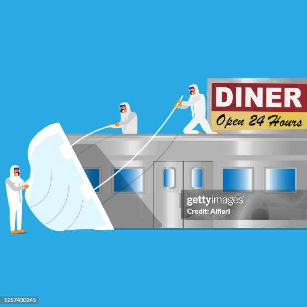 mask on diner - hospital cafeteria worker mask stock illustrations
