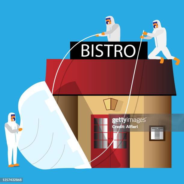 mask on bistro - hospital cafeteria worker mask stock illustrations