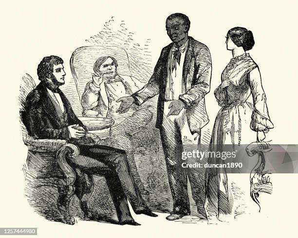 tom and mr selby, uncle tom's cabin - harriet-beecher-stowe stock illustrations