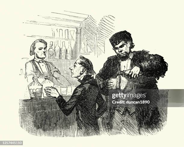 loker and marks, uncle tom's cabin, drinking whiskey bar - harriet-beecher-stowe stock illustrations