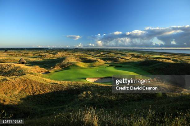 View looking back to the tee of the par 3, sixth hole, at the host venue for the 2021 Open Championship at The Royal St. George's Golf Club on July...