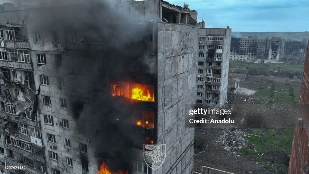 Aerial views of destruction in the frontine city of Bakhmut