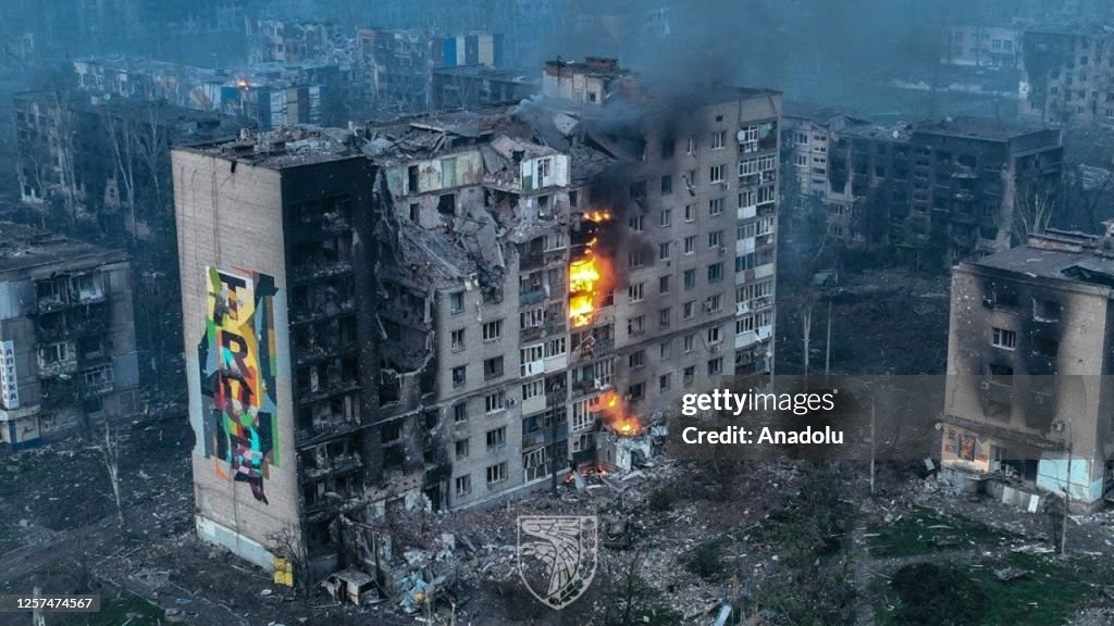 Aerial views of destruction in the frontine city of Bakhmut