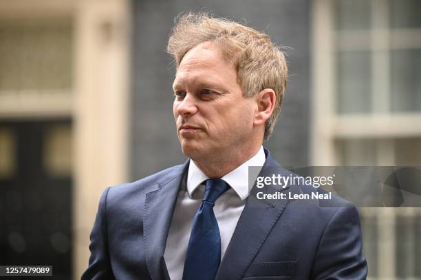 Net Zero Secretary Grant Shapps leaves the weekly government cabinet meeting at 10 Downing Street on May 23, 2023 in London, England.