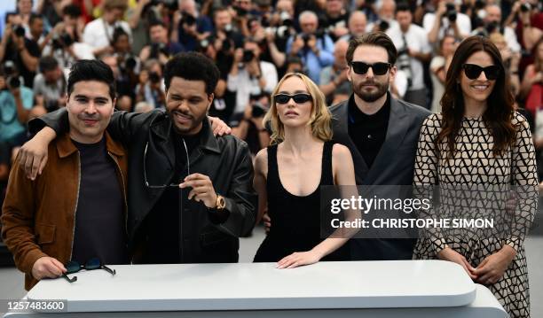 Producer Reza Fahim, Canadian singer Abel Makkonen Tesfaye aka The Weeknd, French-US actress Lily-Rose Depp, US director Sam Levinson and US producer...