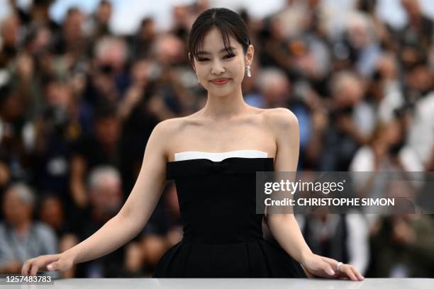 South Korean singer and actress Jennie Kim poses during a photocall for the film "The Idol" at the 76th edition of the Cannes Film Festival in...