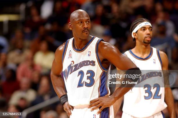 Michael Jordan of the Washington Wizards plays against the Orlando Magic at MCI Center on December 1, 2001 in Washington, D.C. NOTE TO USER: User...