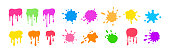Paint splash round shape colorful spatters ink set
