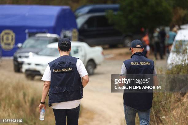 Portuguese authorities from the Judicial Police criminal investigation unit work during a new search operation amid the investigation into the...