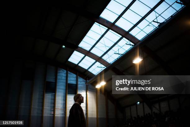 French rapper and actor Didier Morville aka JoeyStarr meets students to discuss about his book "Le petit Didier" at the school Jean Zay, in...