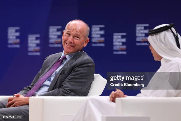 Dave Calhoun, chief executive officer of Boeing Co., during a panel session at the Qatar Economic Forum in Doha, Qatar, on Tuesday, May 23, 2023. The...