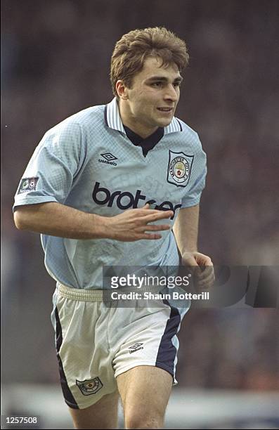 Georgi Kinkladze of Manchester City in action during the FA Cup Fifth round match between Manchester City and Middlesbrough at Maine Road in...