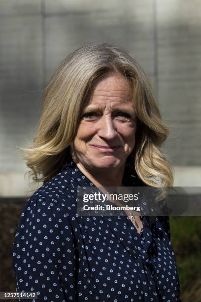 Rachel Notley, Alberta New Democratic Party candidate for Alberta premier, speaks with members of the members of the media after voting at an advance...