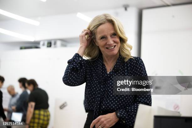 Rachel Notley, Alberta New Democratic Party candidate for Alberta premier, registers her ballot at an advance polling station in Calgary, Alberta,...