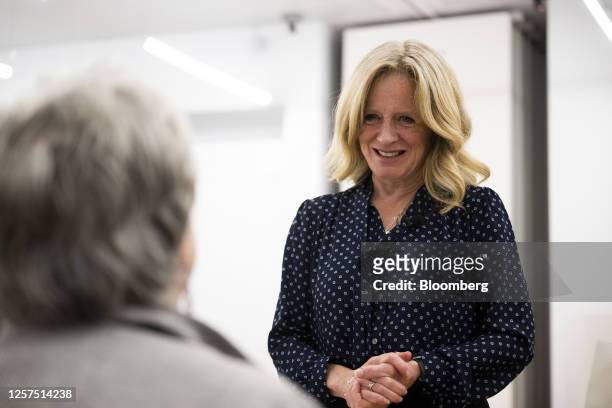 Rachel Notley, Alberta New Democratic Party candidate for Alberta premier, registers her ballot at an advance polling station in Calgary, Alberta,...
