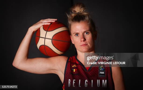 Belgium's point guard Julie Vanloo poses for the photographer at a media day of the Belgian national team women basketball team 'the Belgian Cats'...